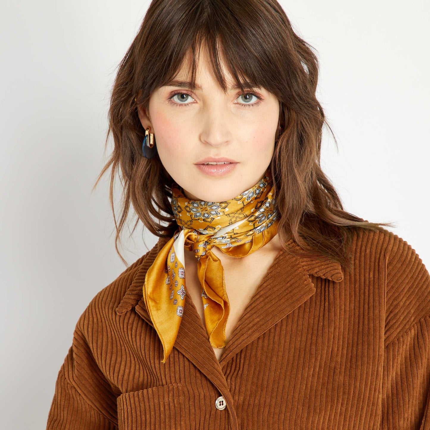 Robe chemise en velours Marron