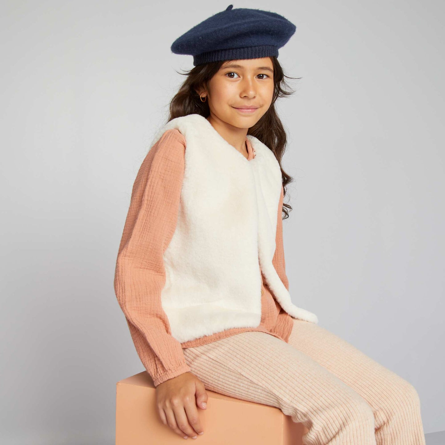 Gilet sans manches en fausse fourrure Blanc