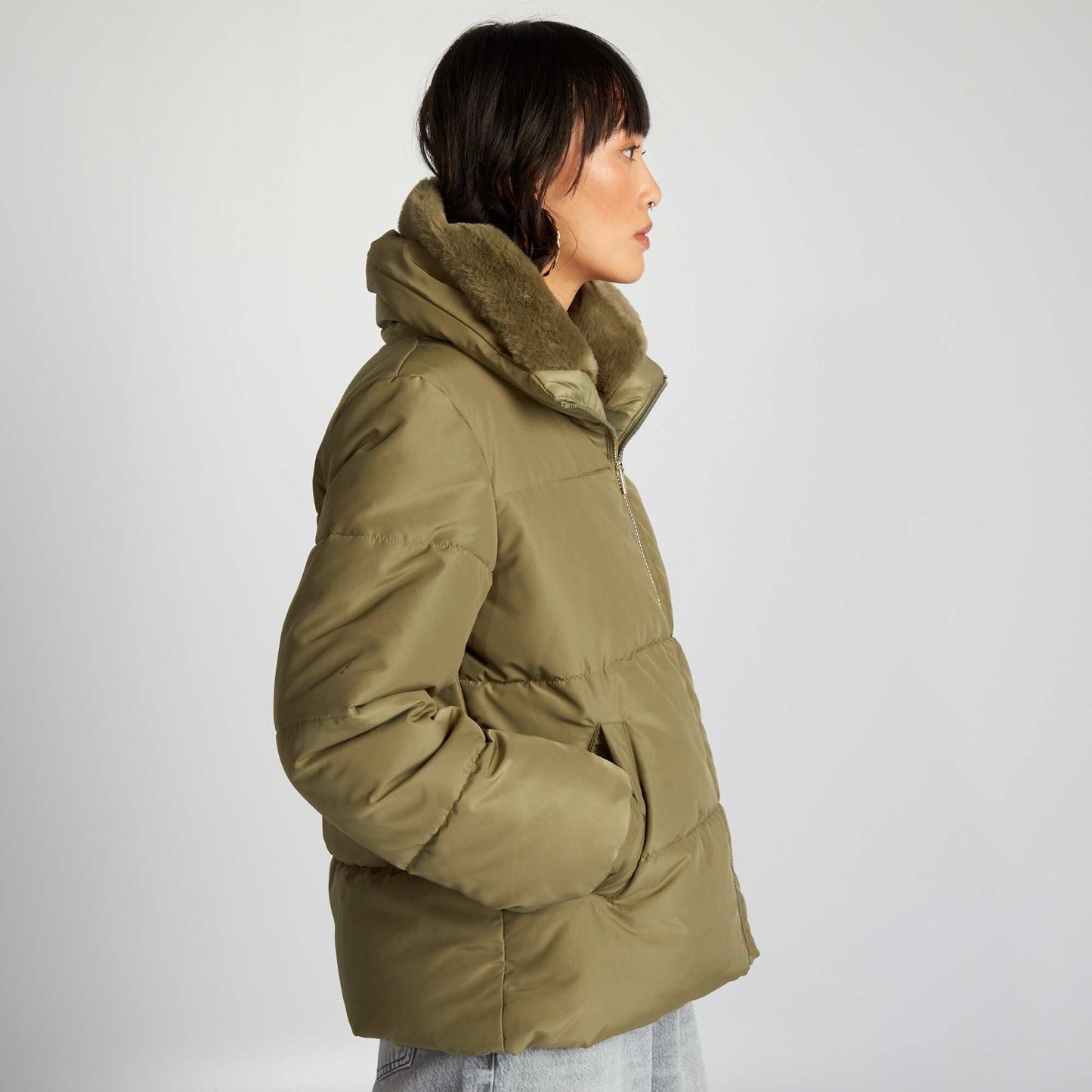 Doudoune matelass col doux Vert