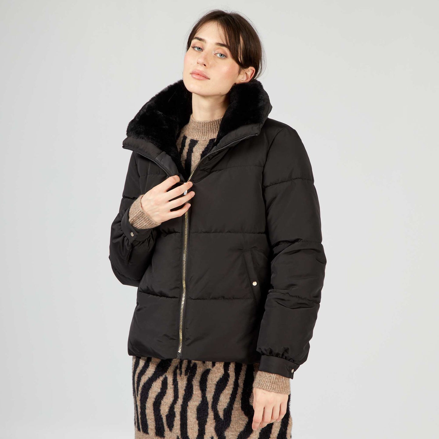 Doudoune matelass col doux noir