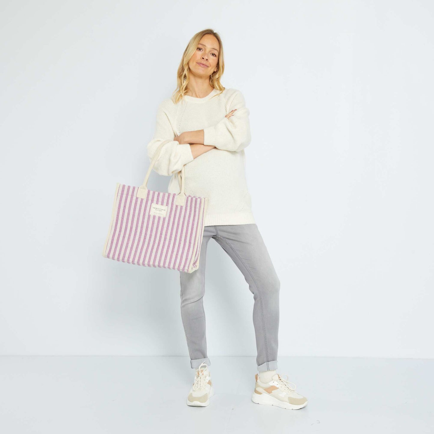 Pull de grossesse en maille Beige