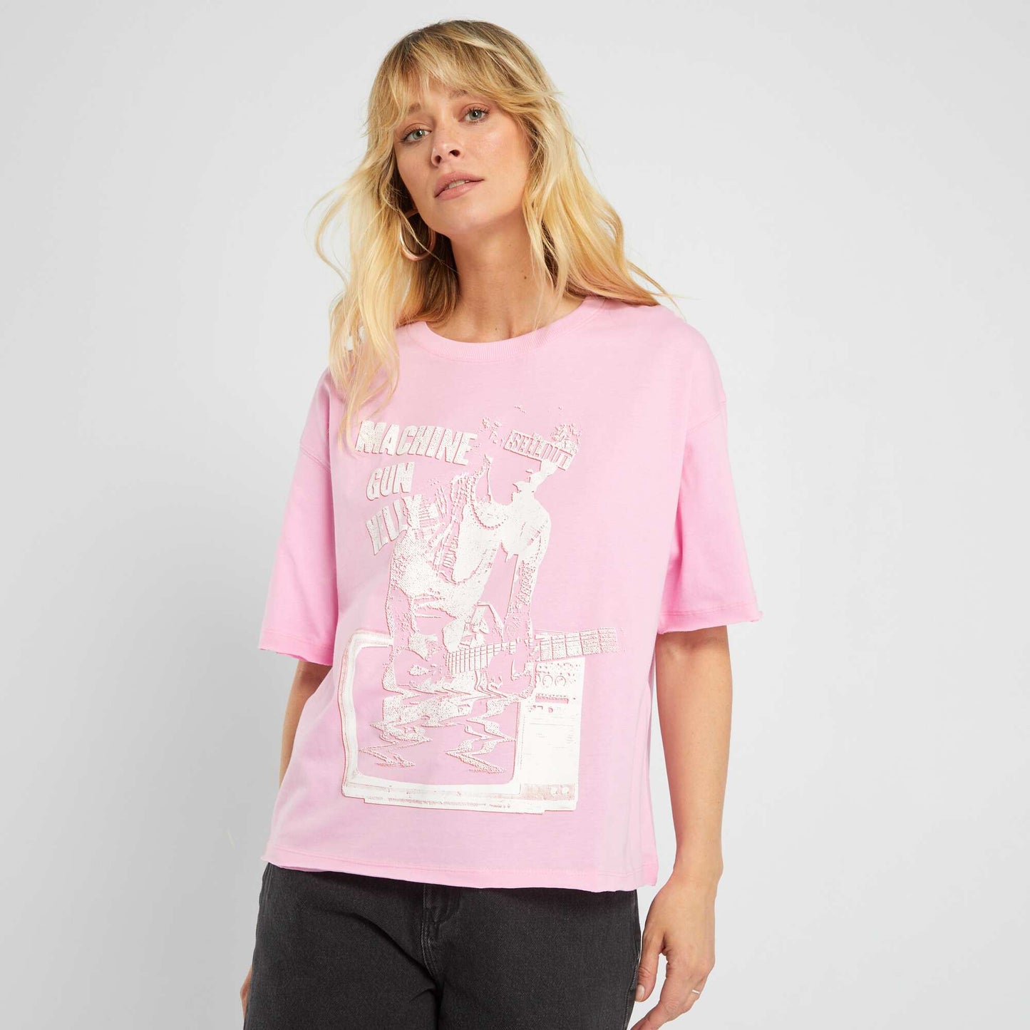 Tee-shirt imprim 'Machine Gun Kelly' Rose