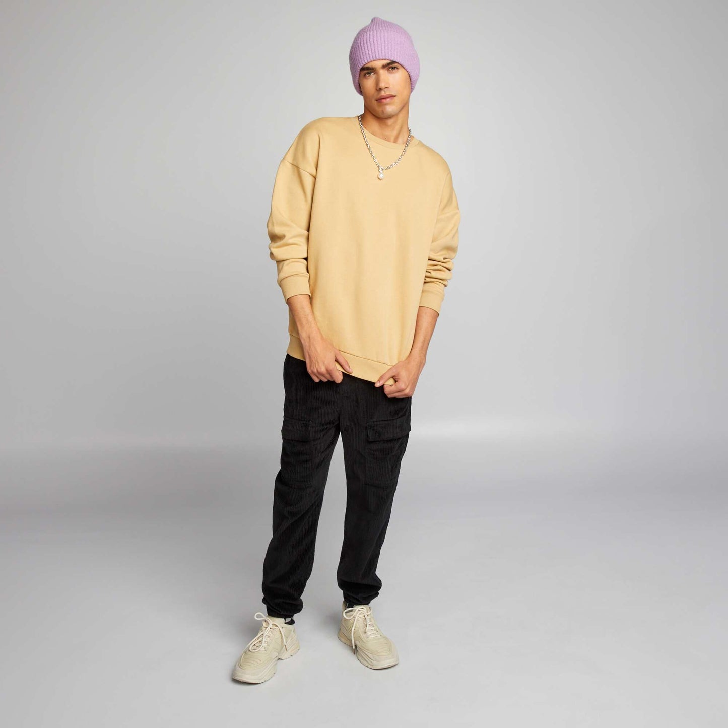 Sweat en molleton uni Beige