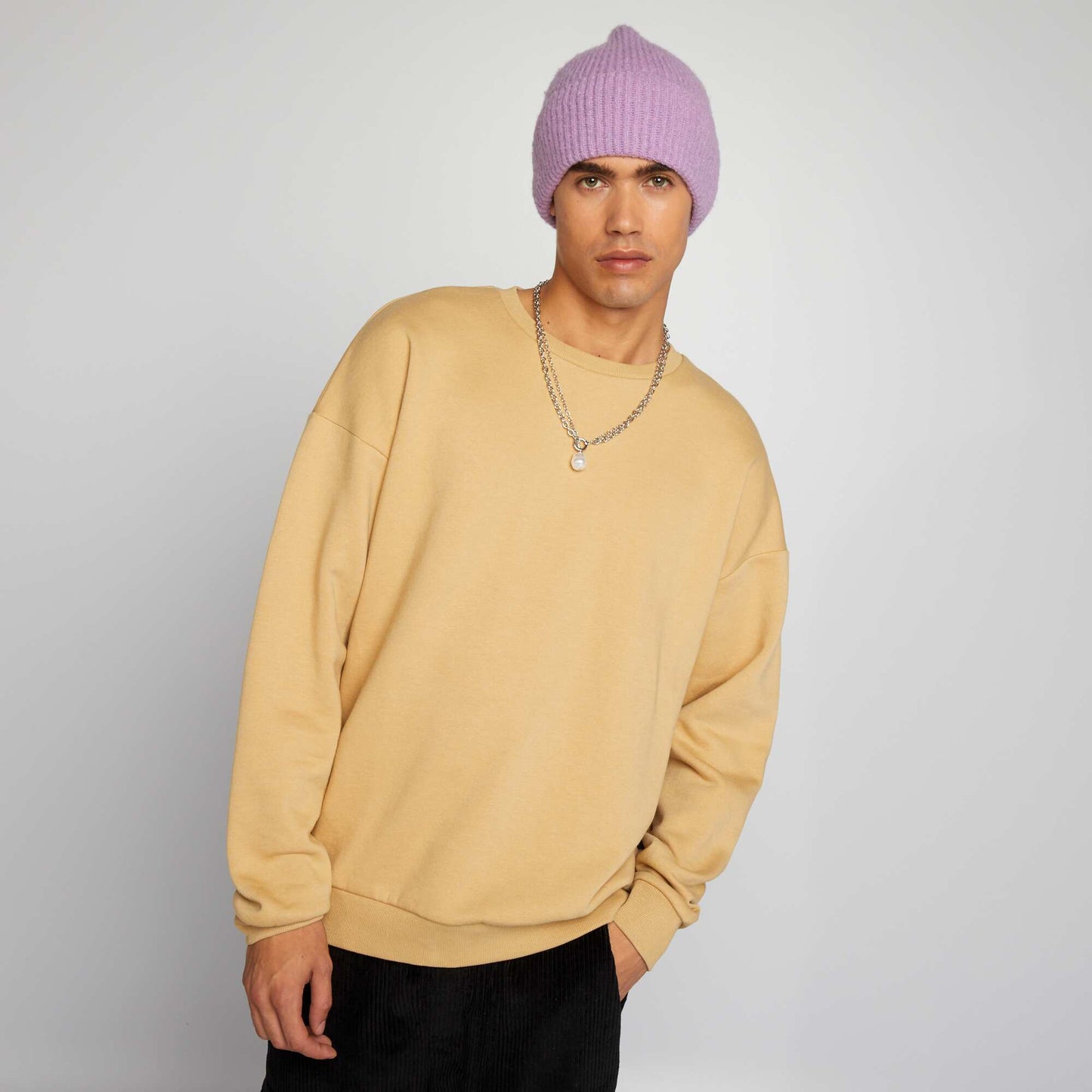 Sweat en molleton uni Beige
