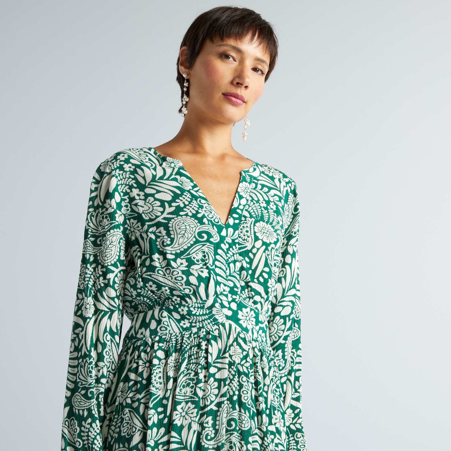Robe courte en cr pon Vert