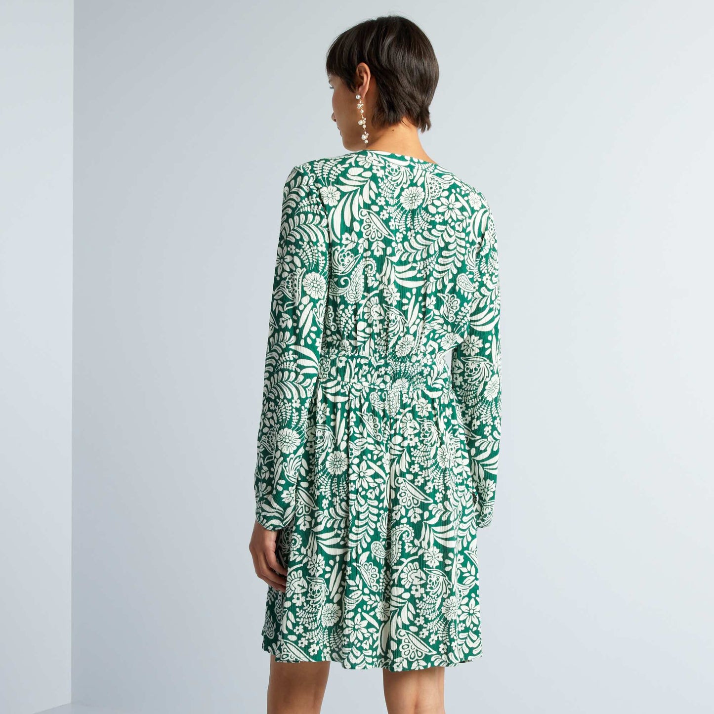 Robe courte en cr pon Vert