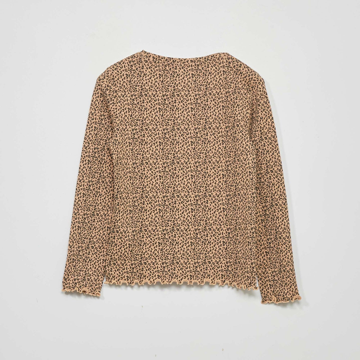T-shirt en maille c tel e avec imprim Beige