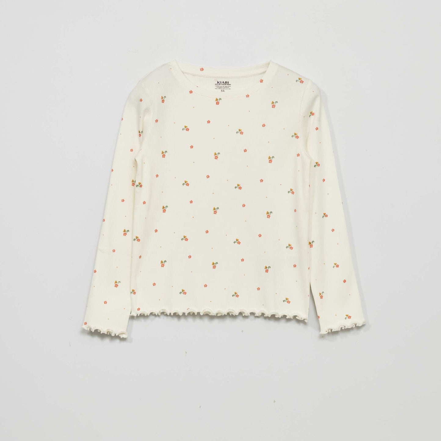 T-shirt en maille c tel e avec imprim Blanc