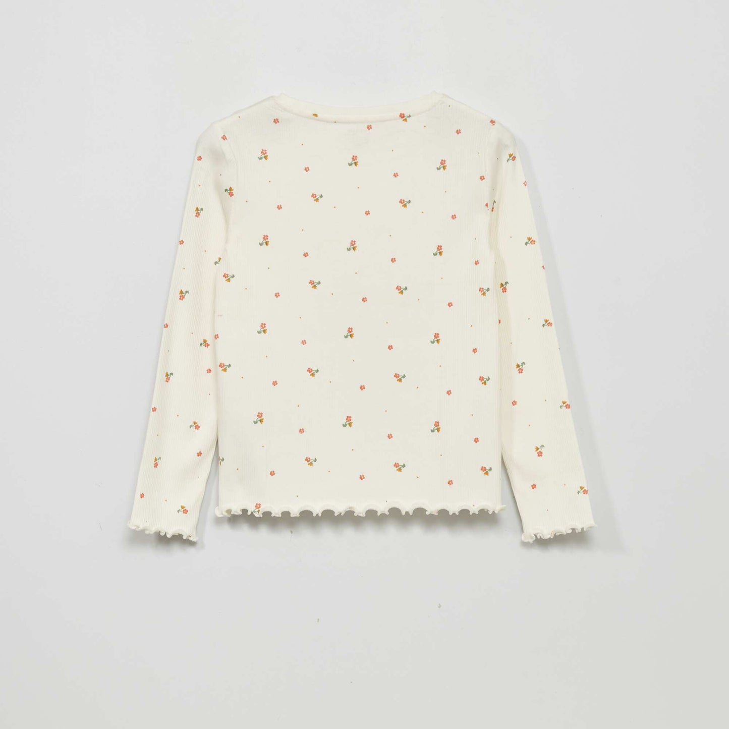 T-shirt en maille c tel e avec imprim Blanc