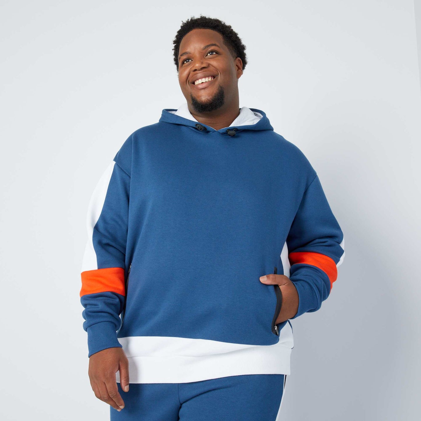 Sweat en molleton color-block bleu fonc