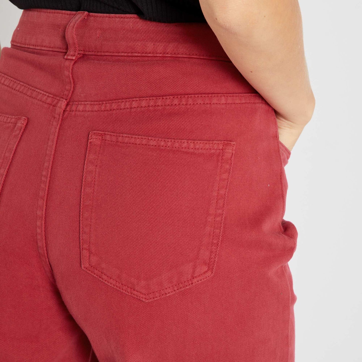 Pantalon wide leg taille haute rouge