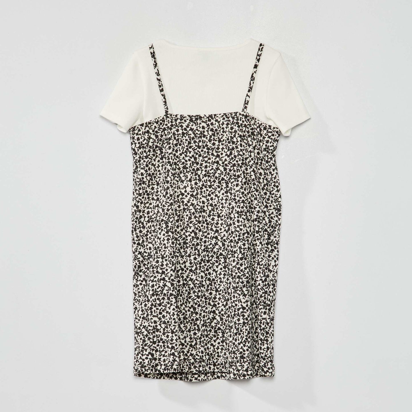 T-shirt c tel + Robe fleuri - 2 pi ces Noir/blanc