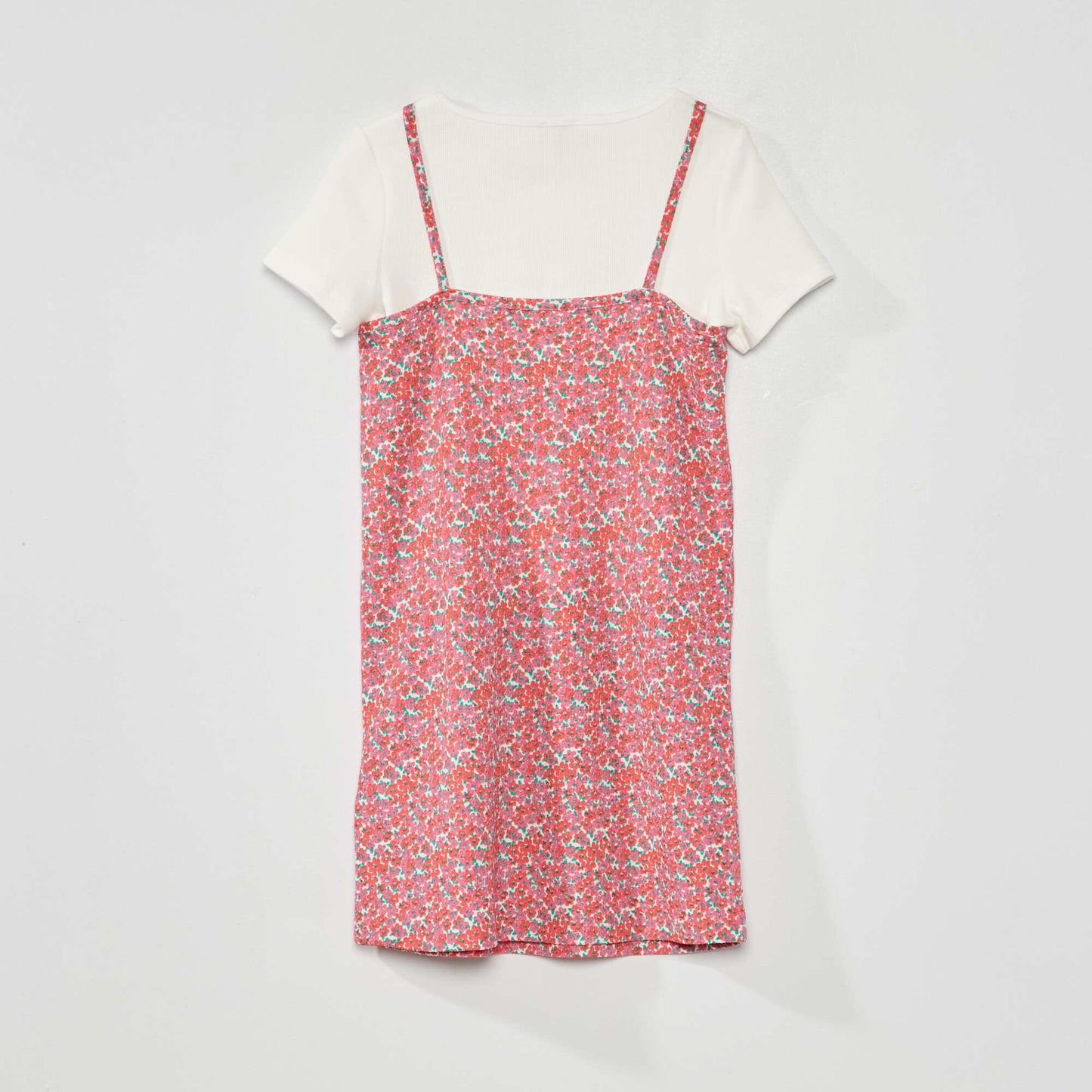 T-shirt c tel + Robe fleuri - 2 pi ces Rose