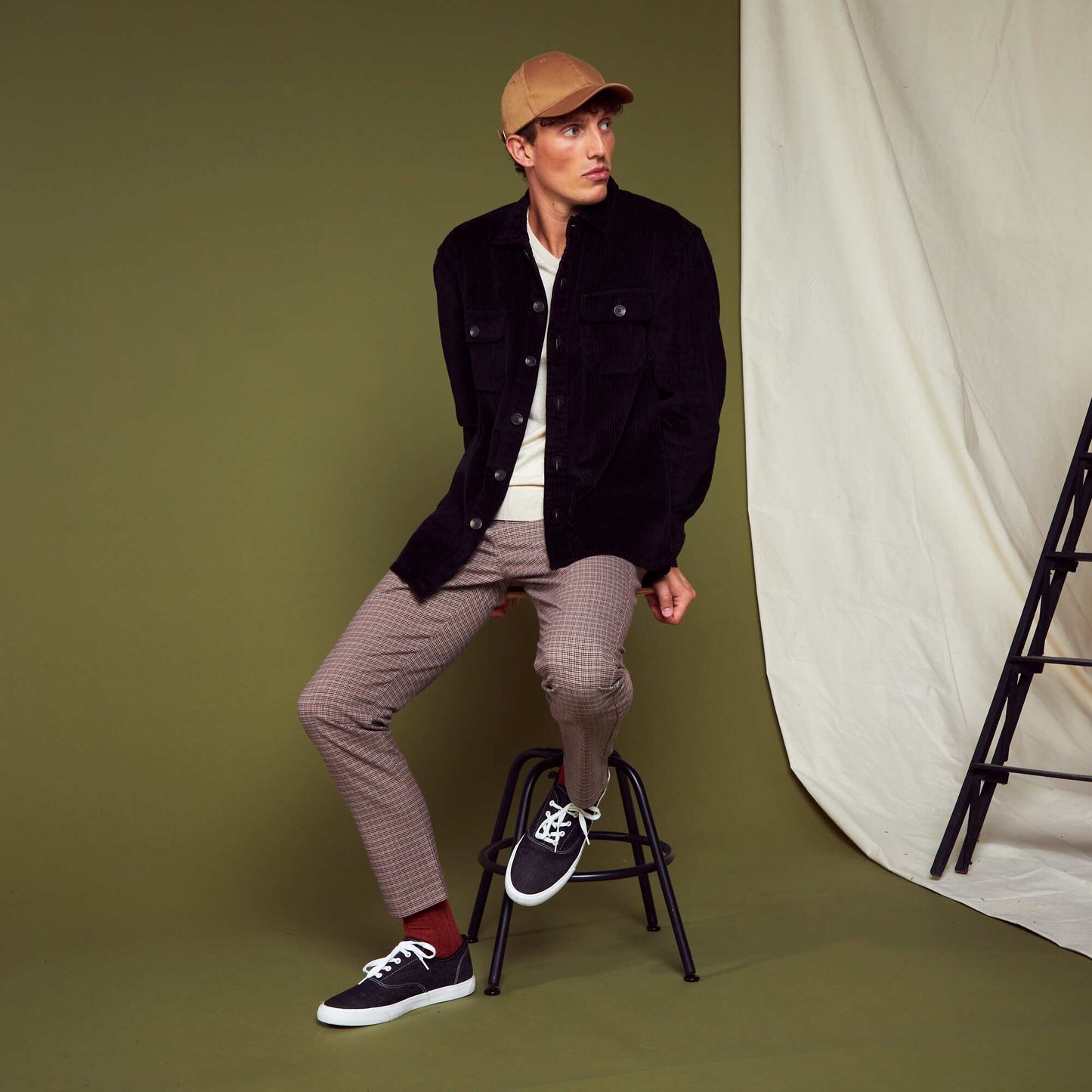 Pantalon chino carreaux Beige