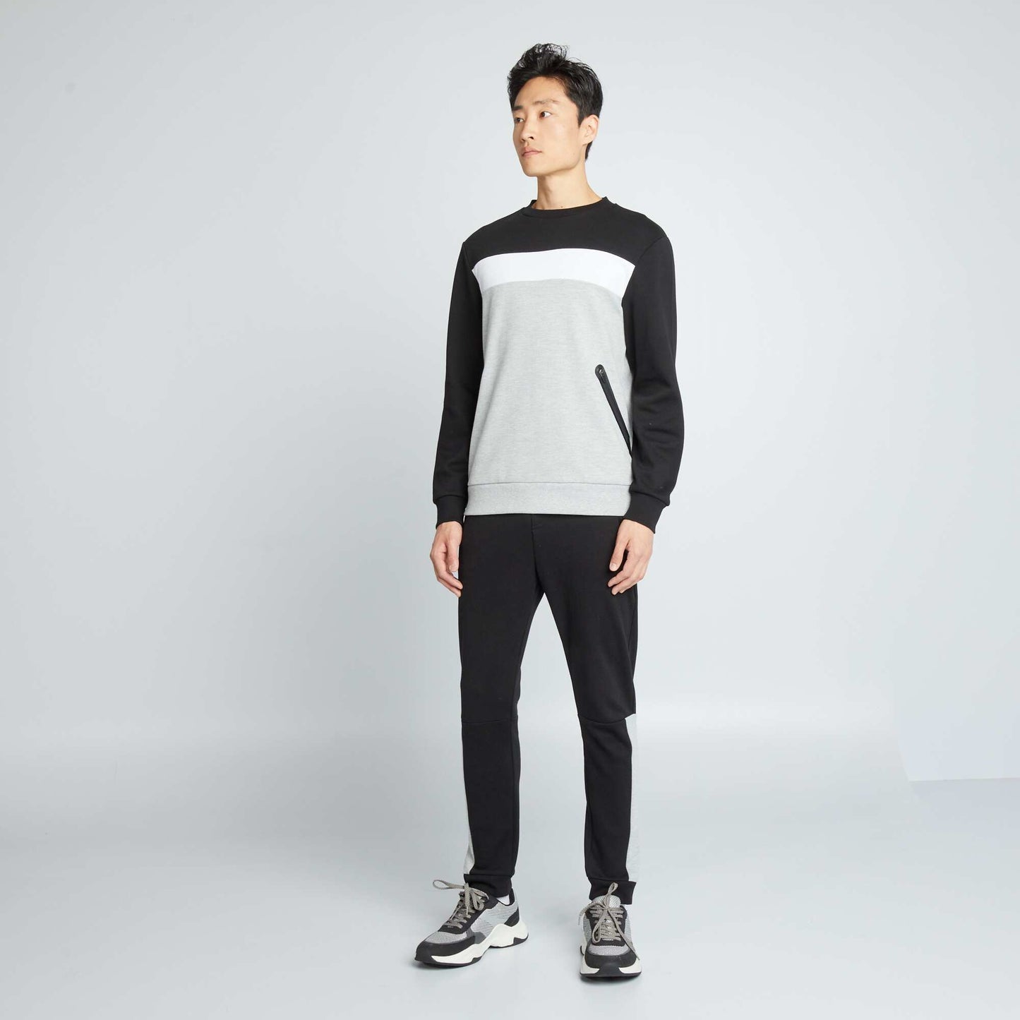 Jogging en piqu de coton noir