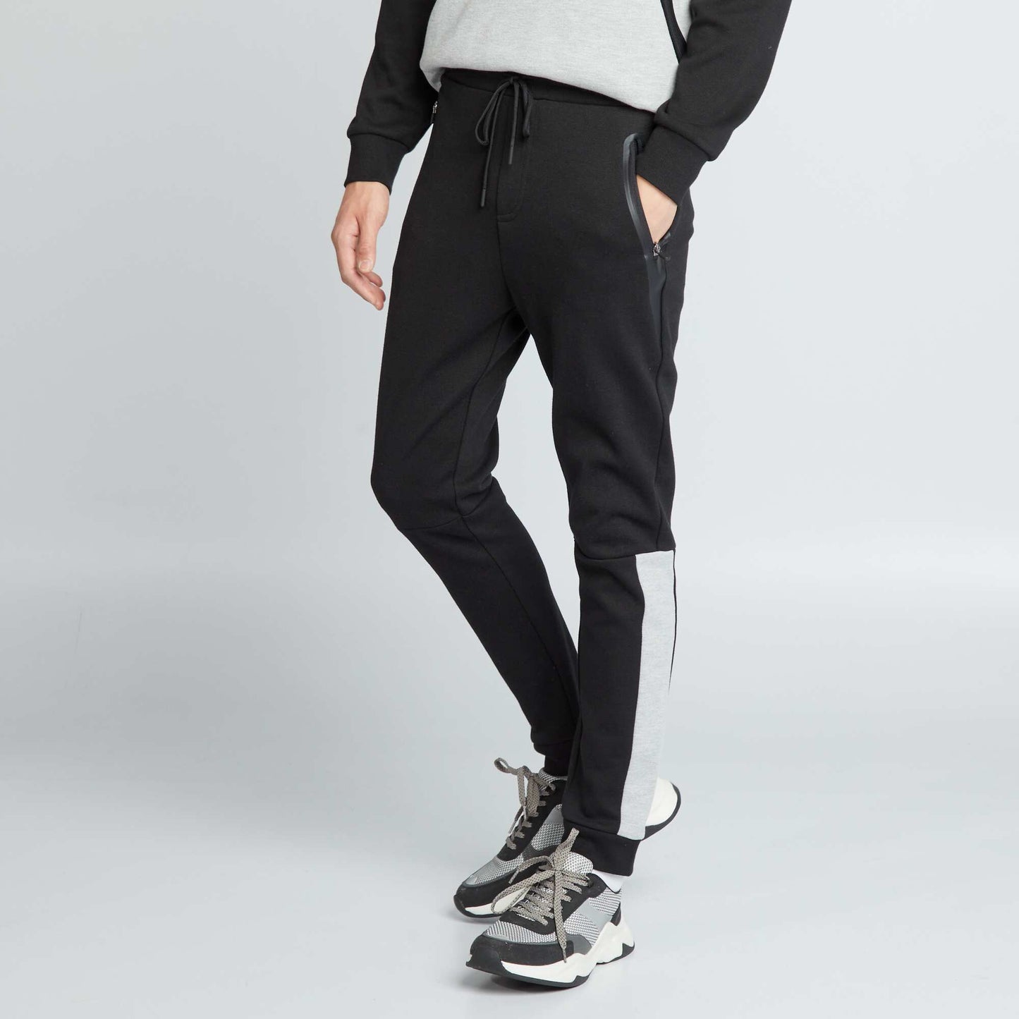 Jogging en piqu de coton noir