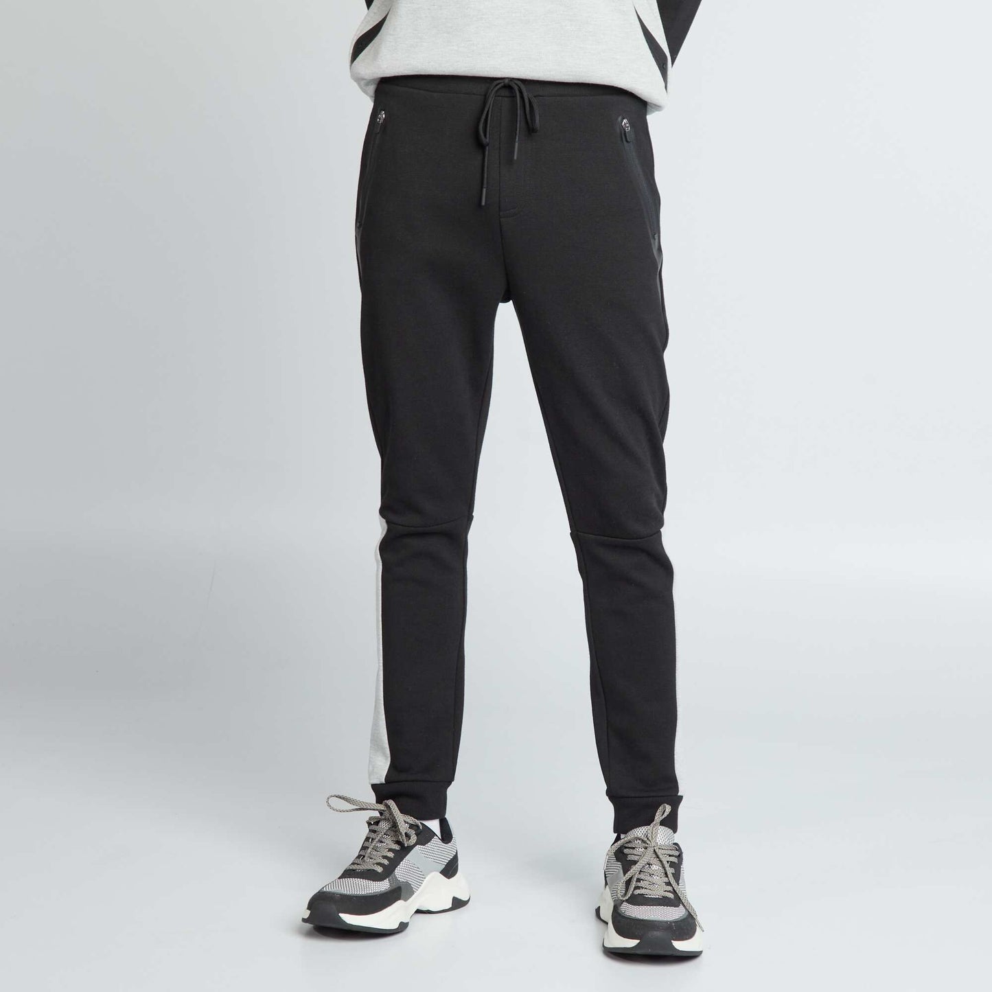 Jogging en piqu de coton noir