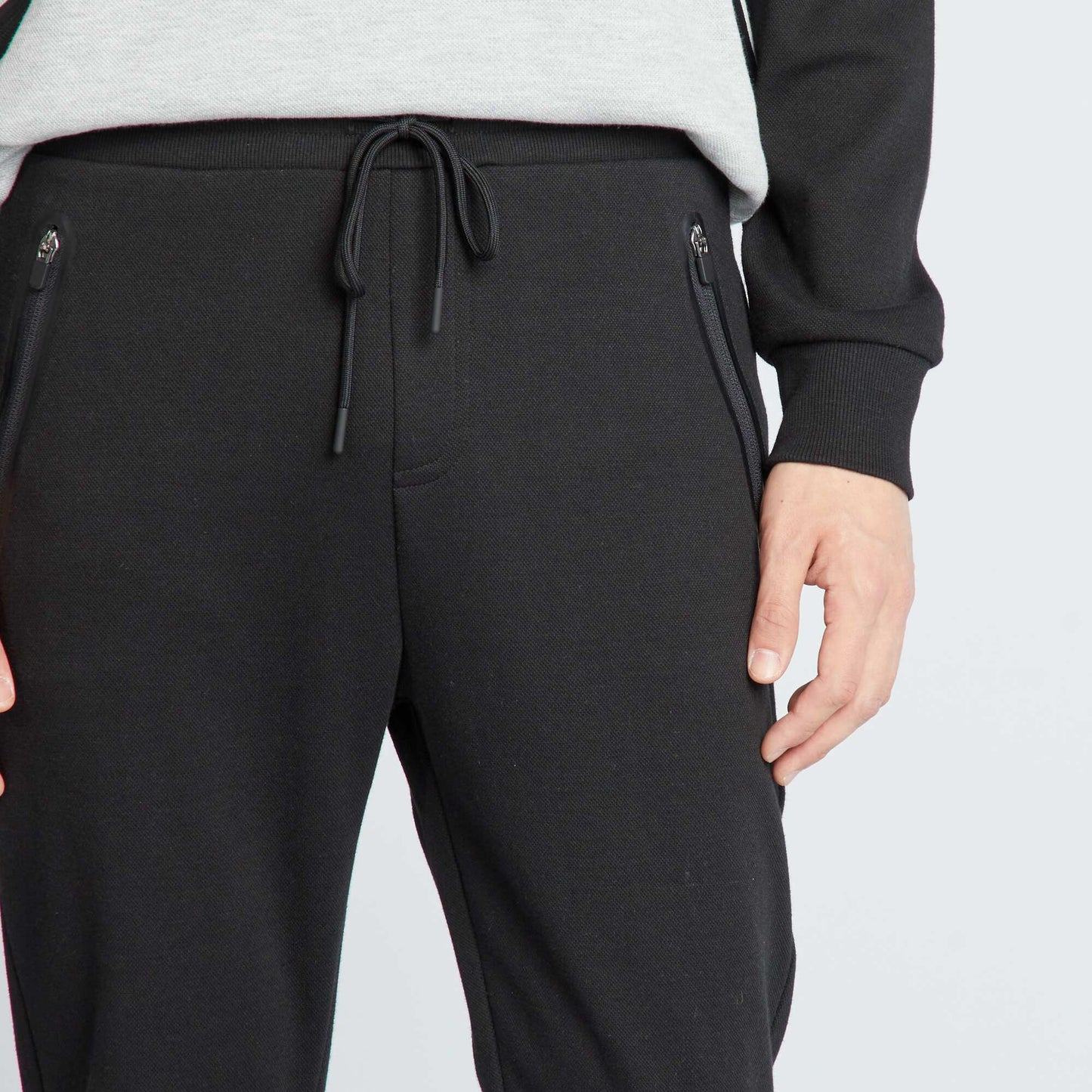 Jogging en piqu de coton noir