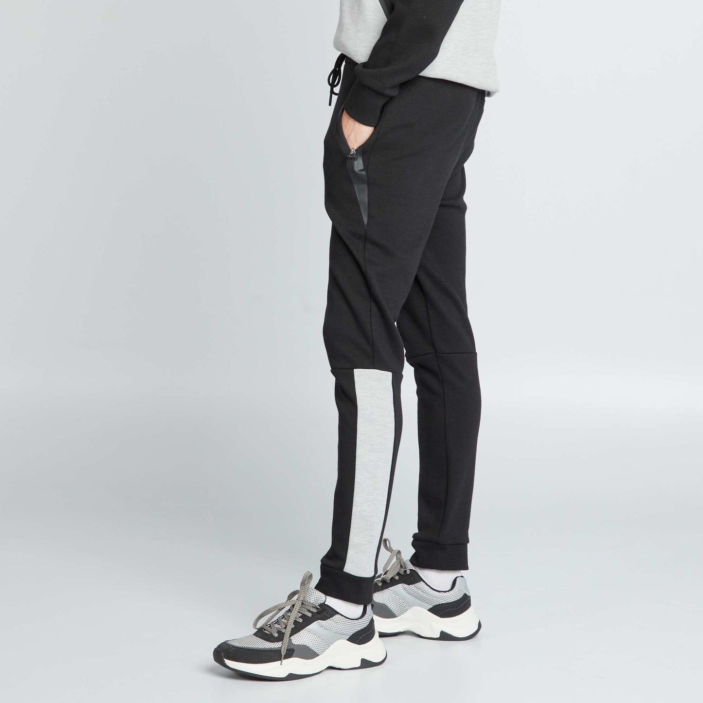Jogging en piqu de coton noir