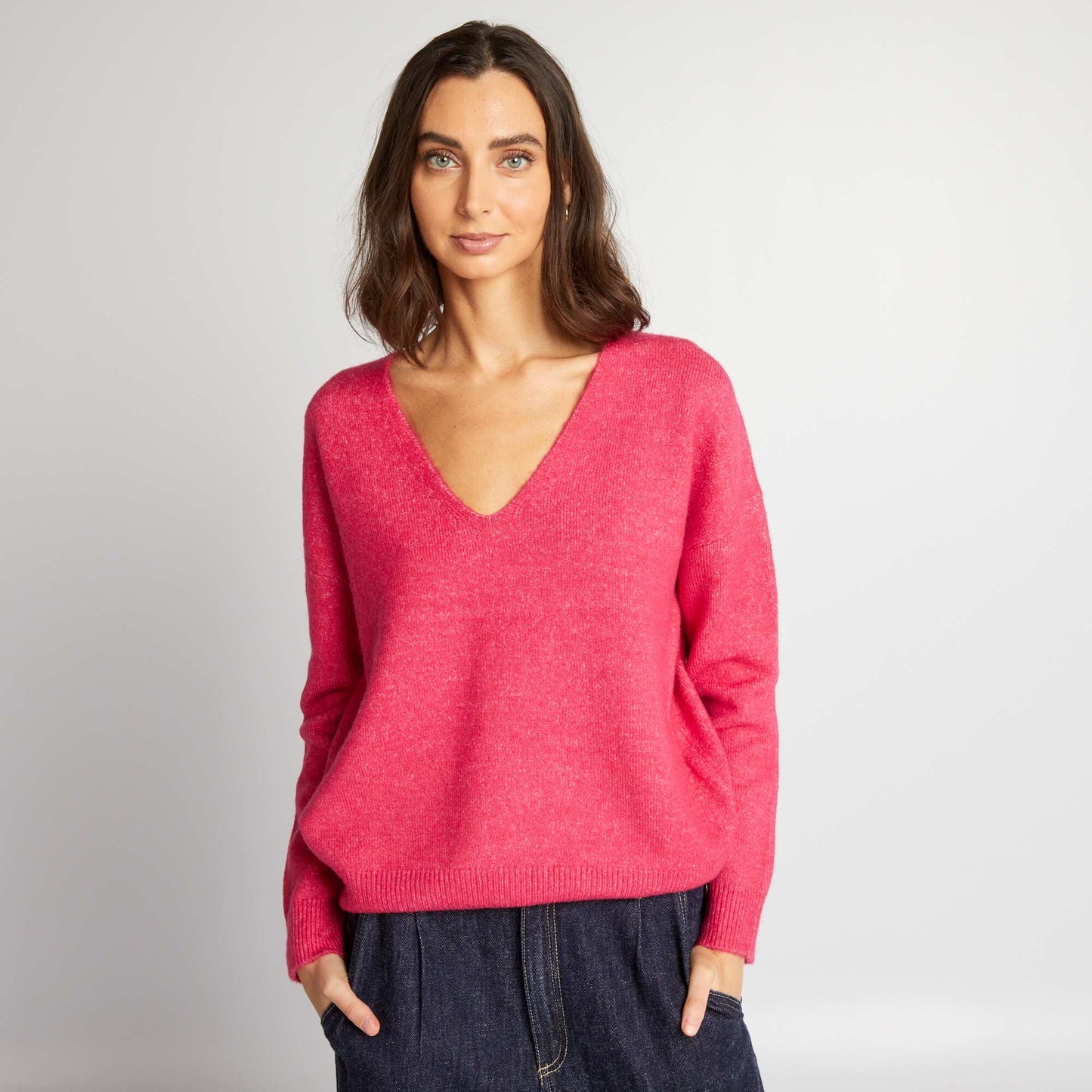 Pull emmanchures descendues Rose