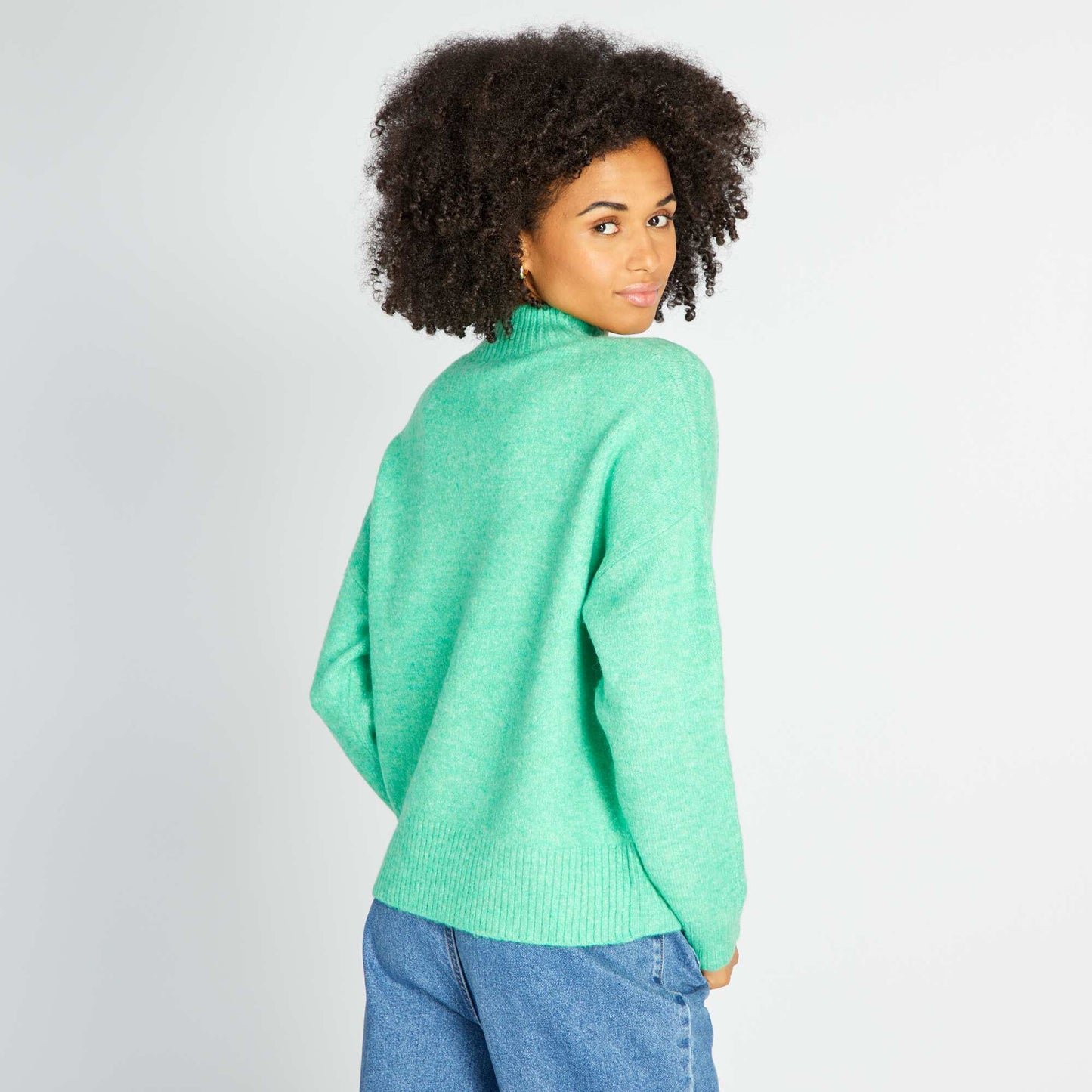 Pull en maille col montant Vert