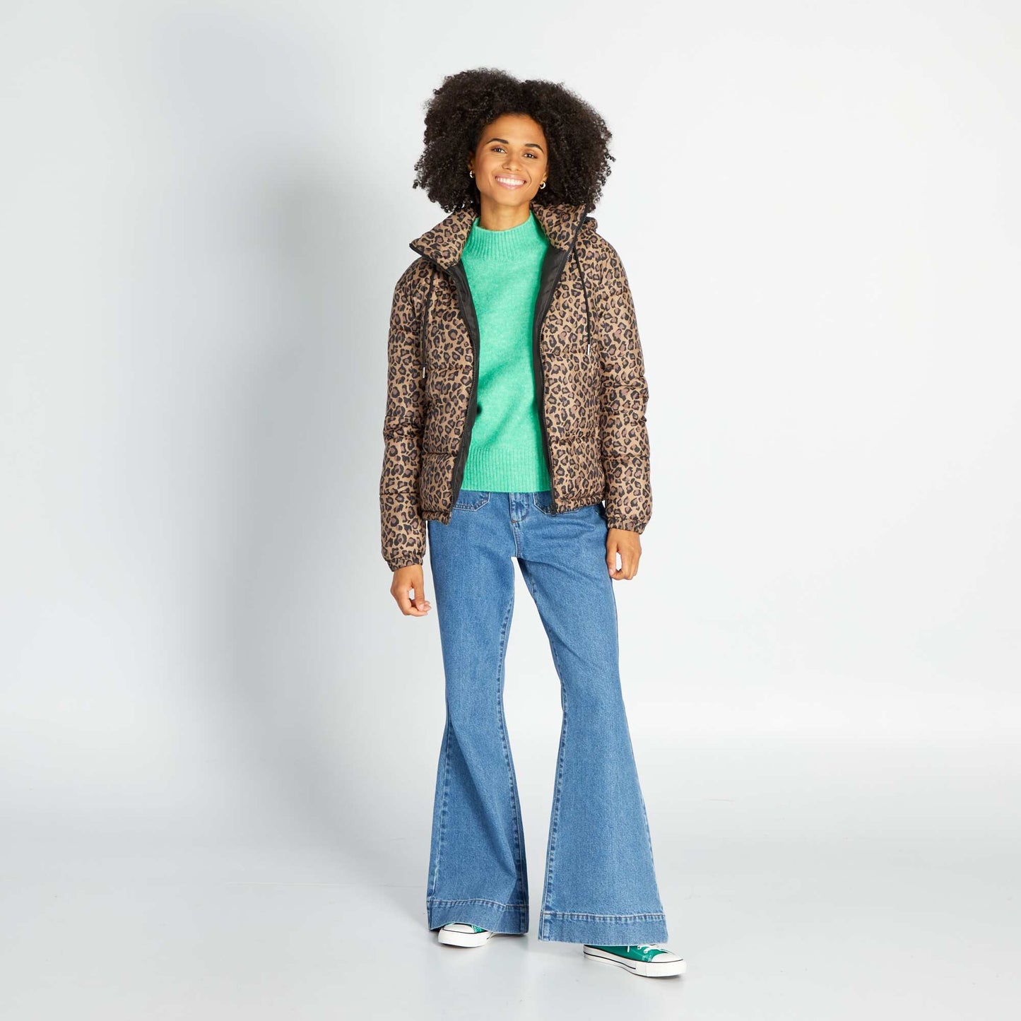 Pull en maille col montant Vert