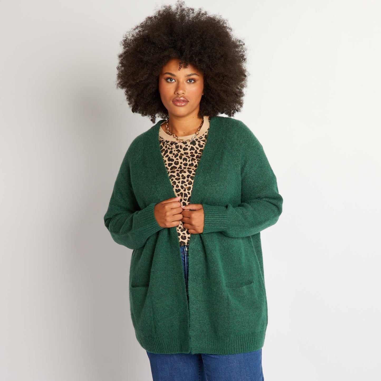 Gilet en maille mi-long Vert