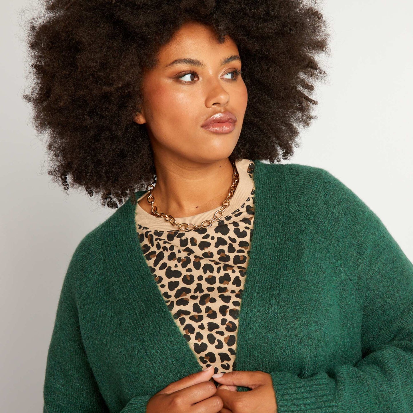 Gilet en maille mi-long Vert