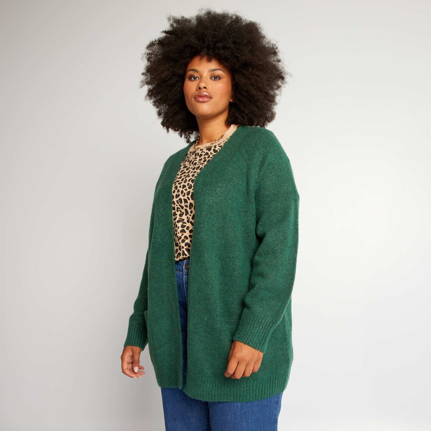 Gilet en maille mi-long Vert
