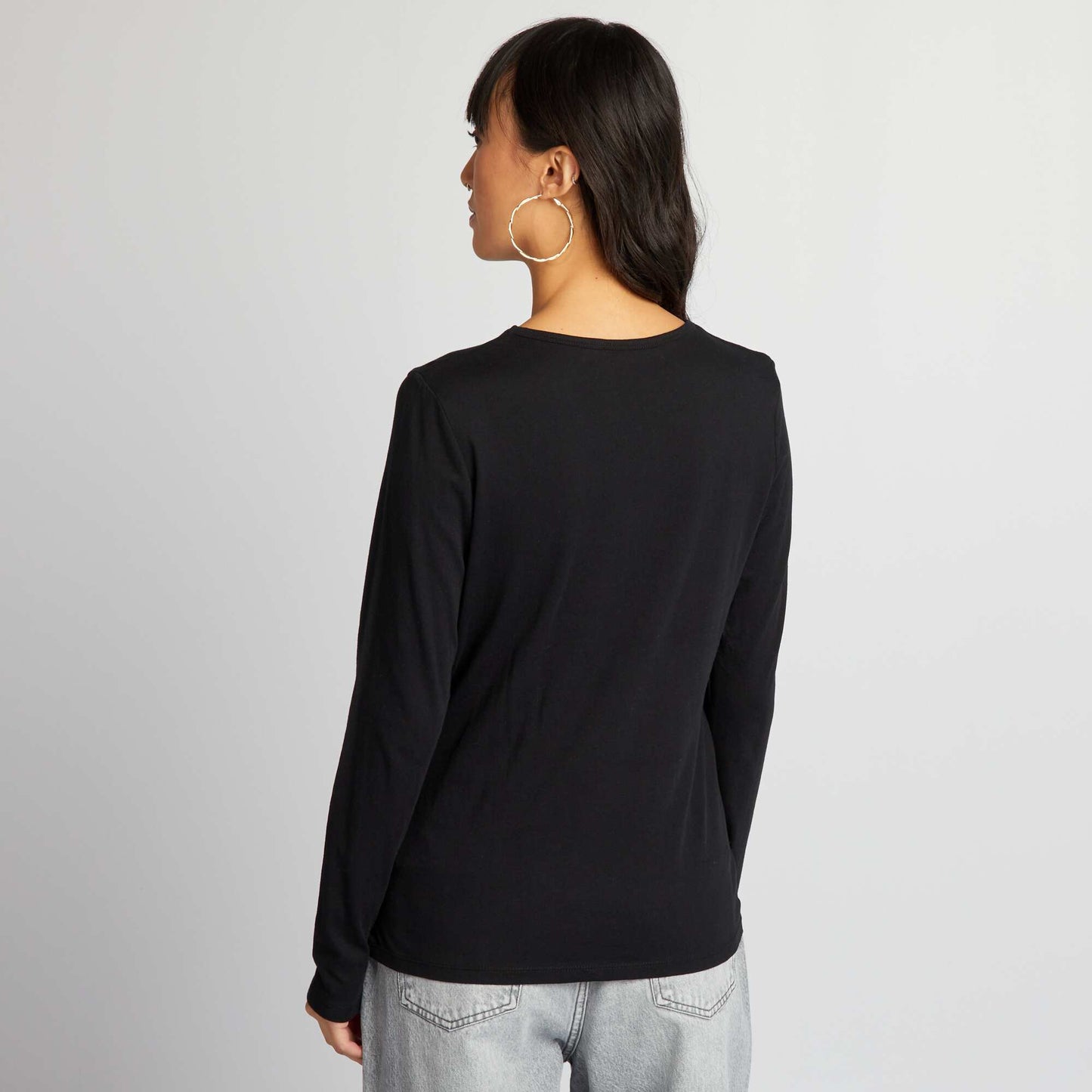 T-shirt en jersey manches longues noir