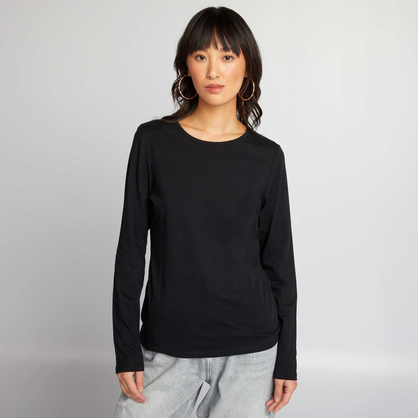 T-shirt en jersey manches longues noir
