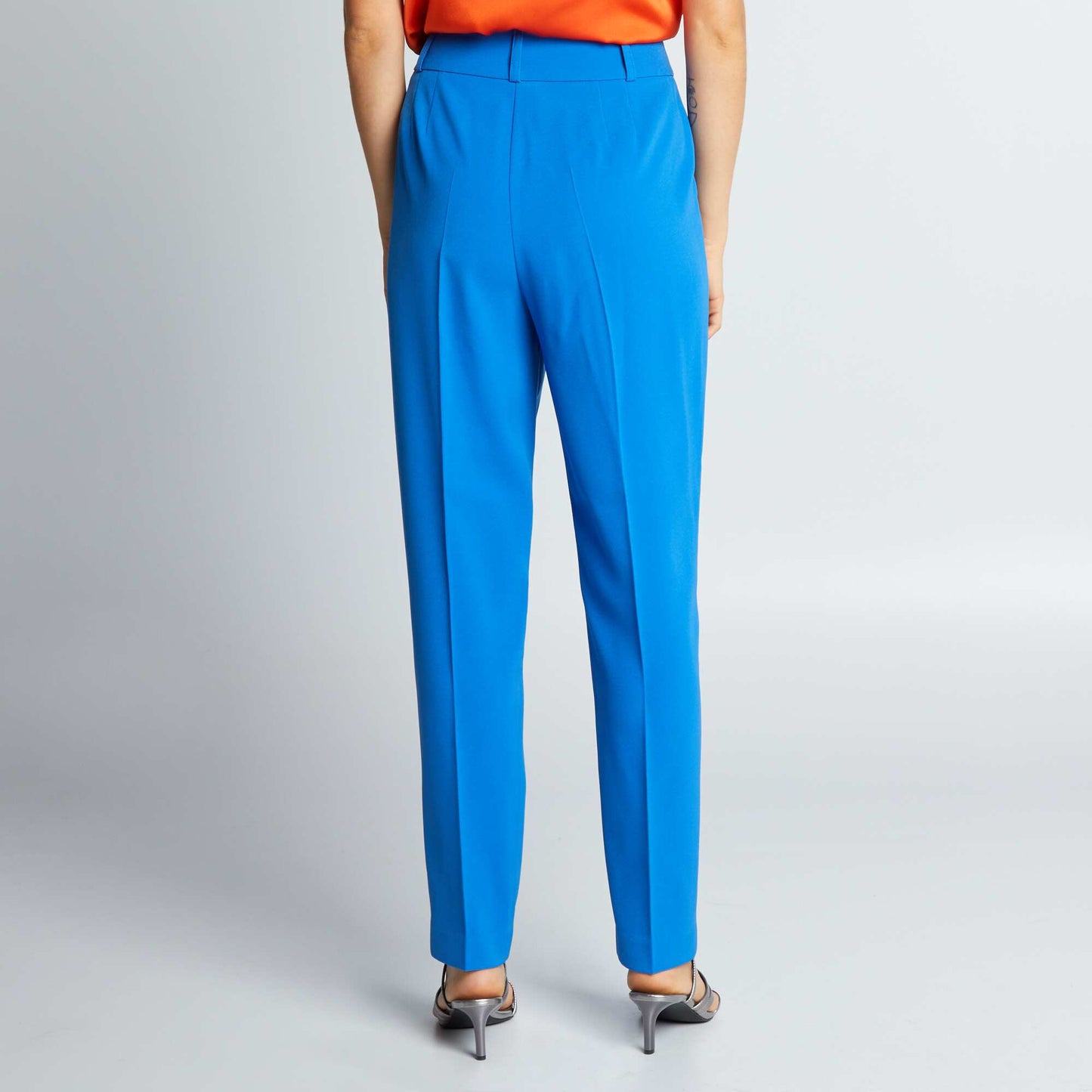 Pantalon cigarette taille haute Bleu