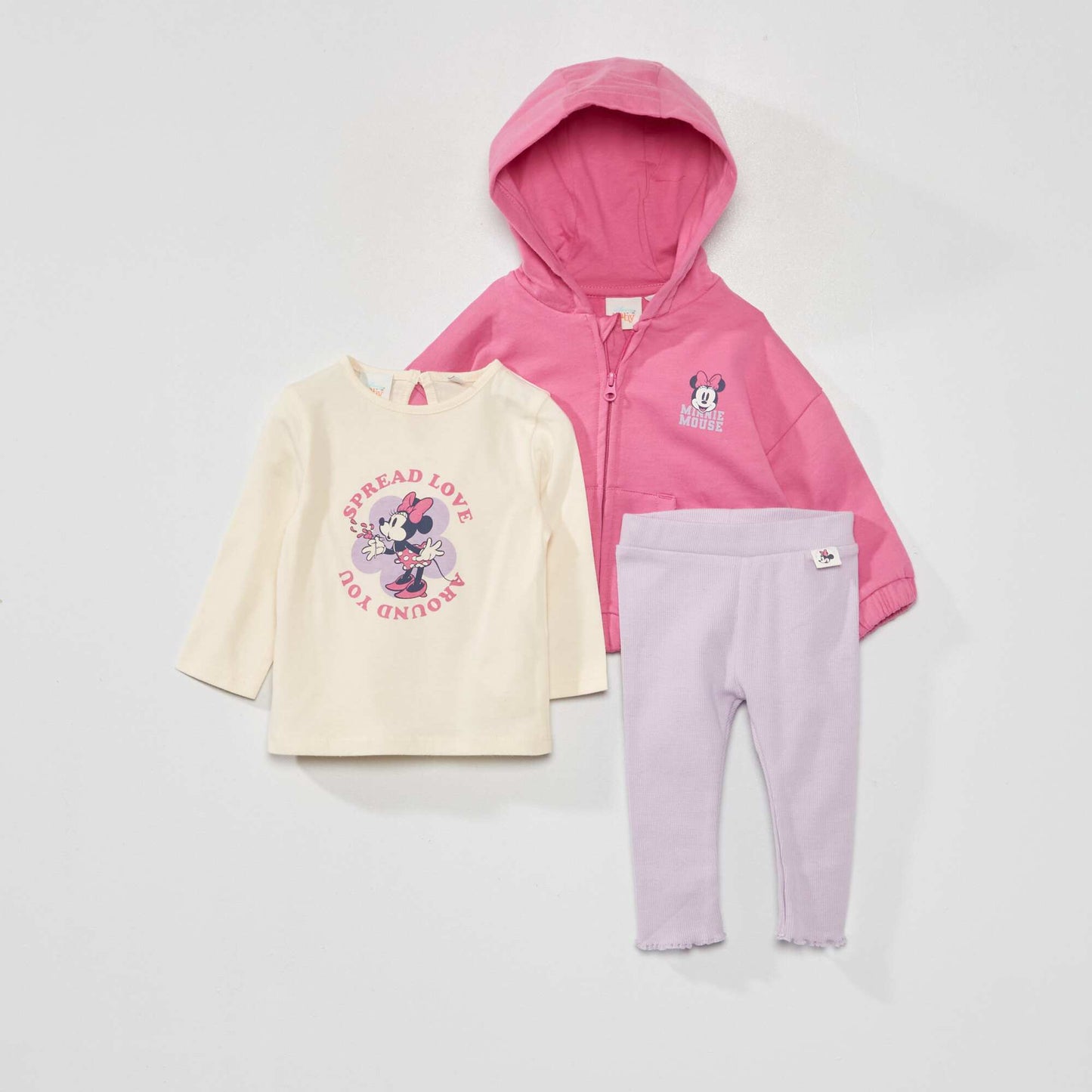 Ensemble t-shirt + veste capuche + legging 'Minnie' - 3 pi ces Rose/violet