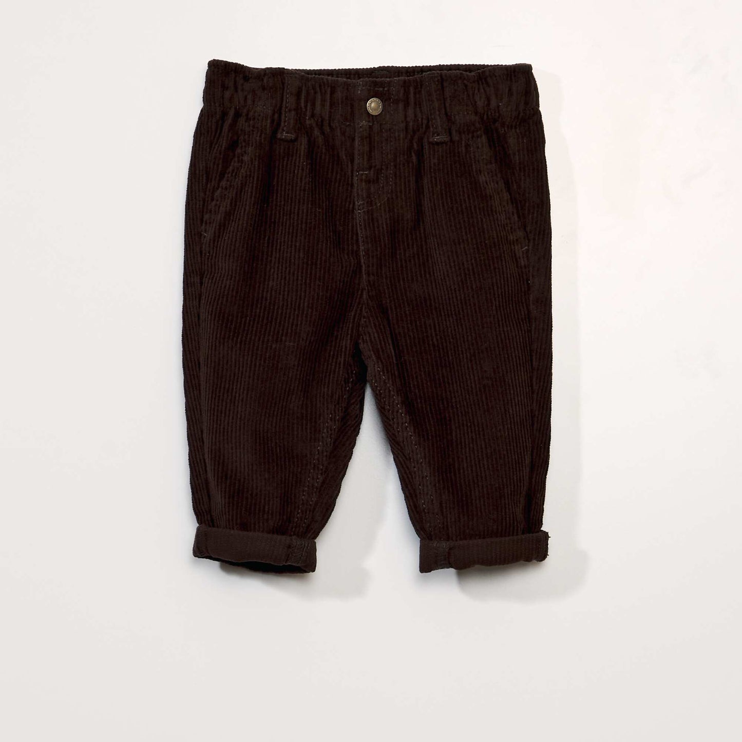 Pantalon paperbag en velours Marron