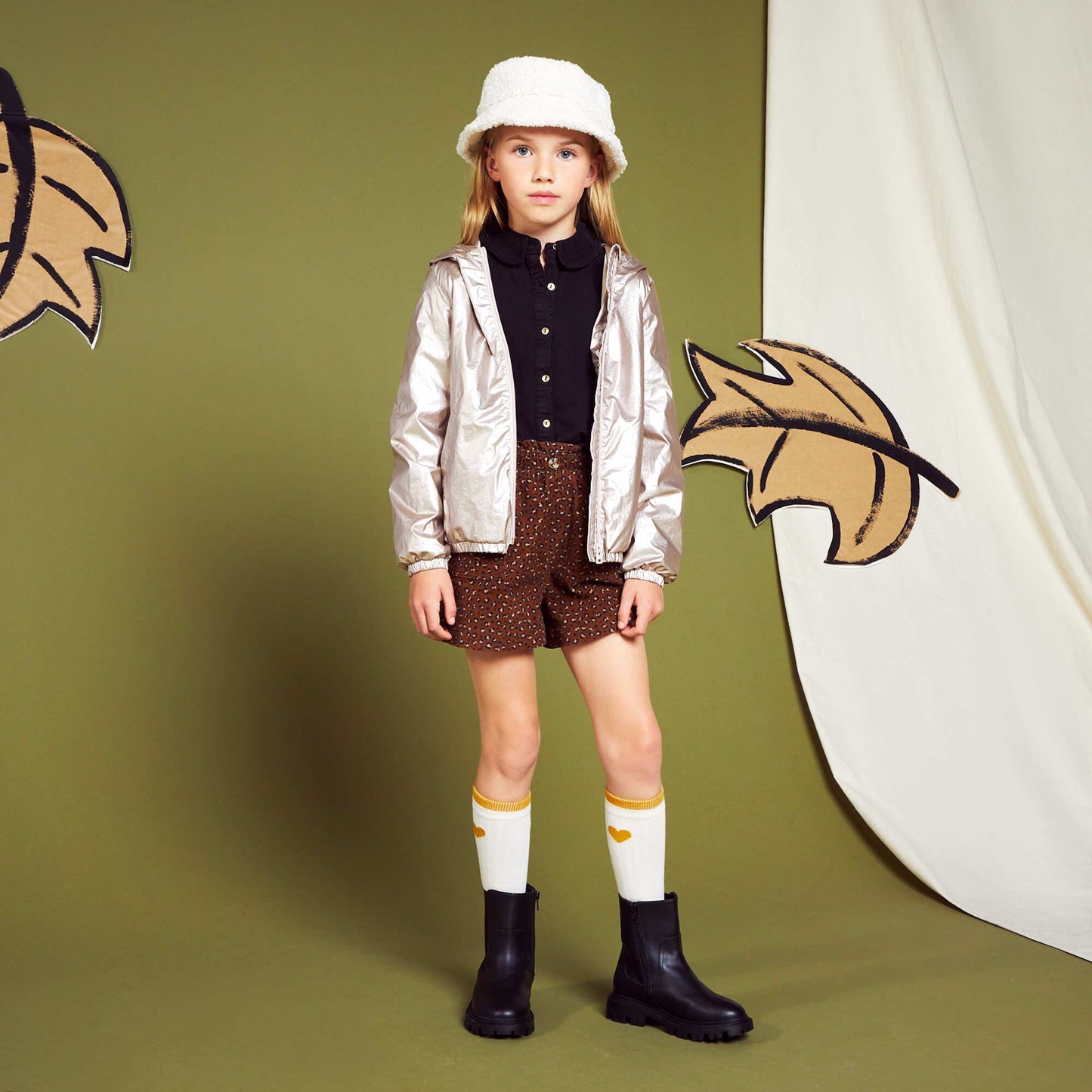 Short paperbag l opard en velours Marron