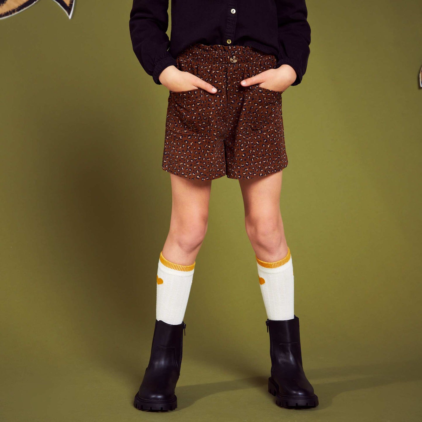 Short paperbag l opard en velours Marron