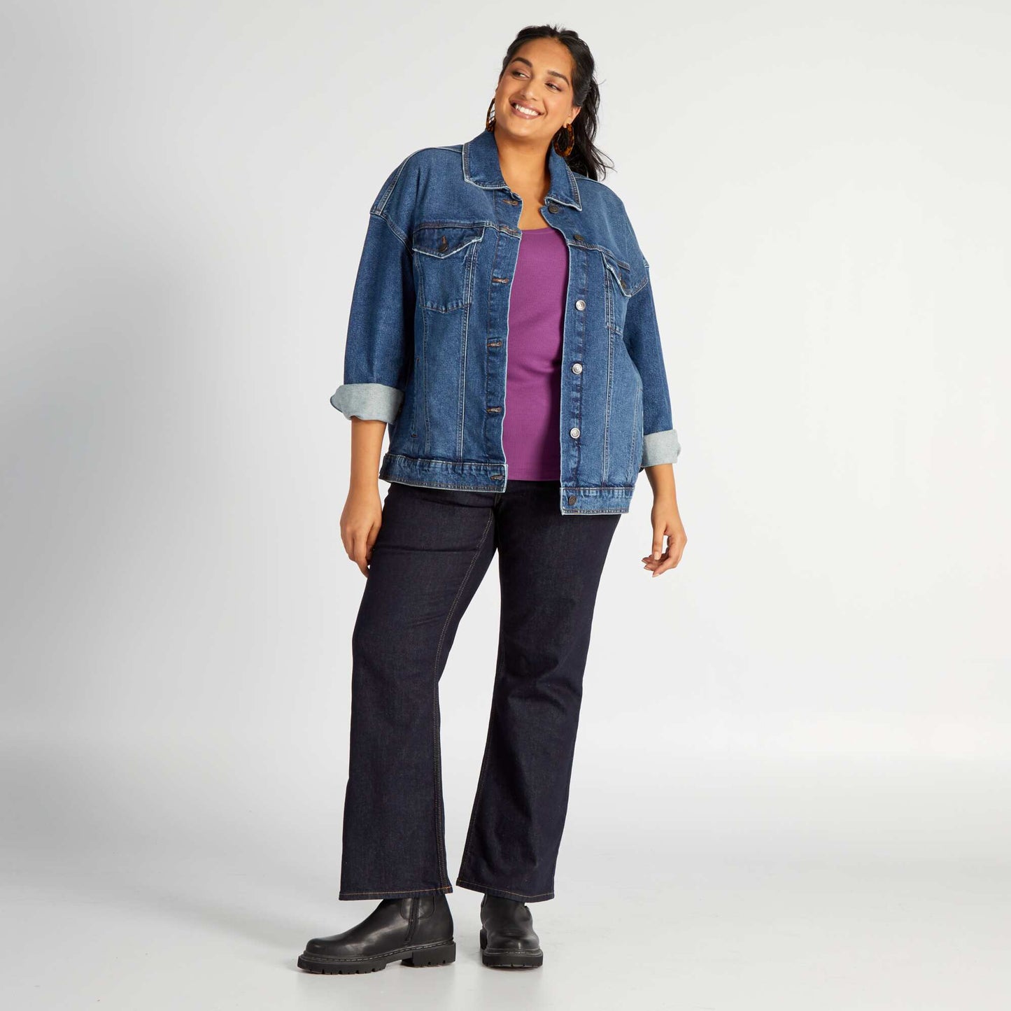 Tee-shirt c tel fluide et large encolure prune
