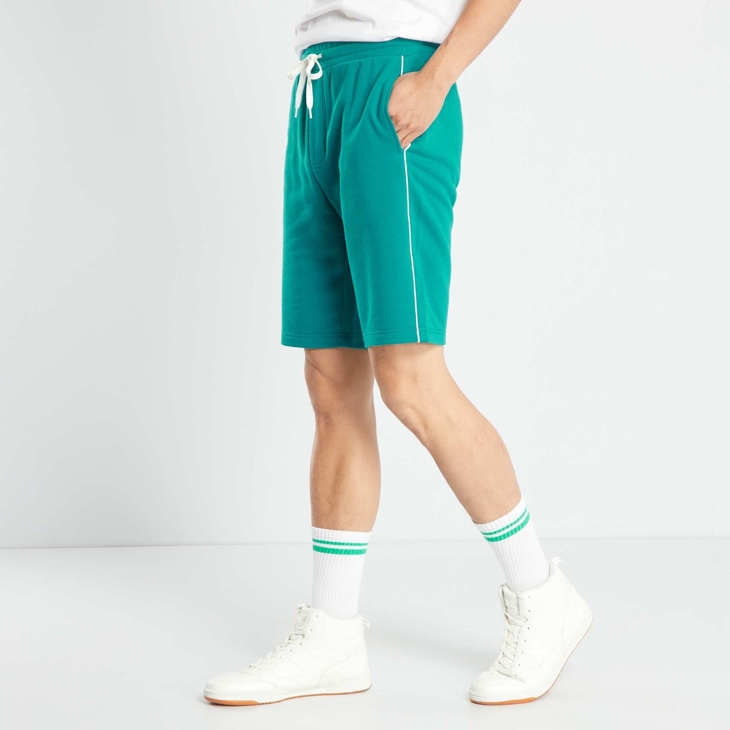 Short en molleton uni Bleu canard