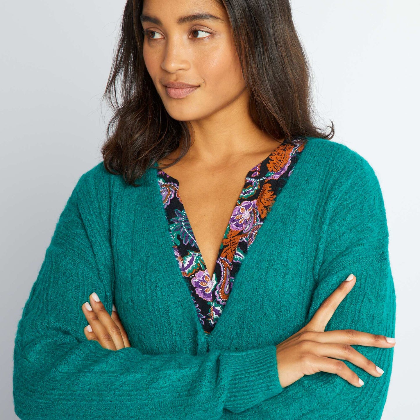 Gilet boutonn en maille ajour e Vert