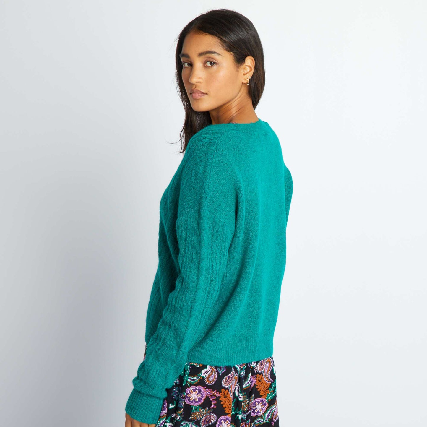 Gilet boutonn en maille ajour e Vert