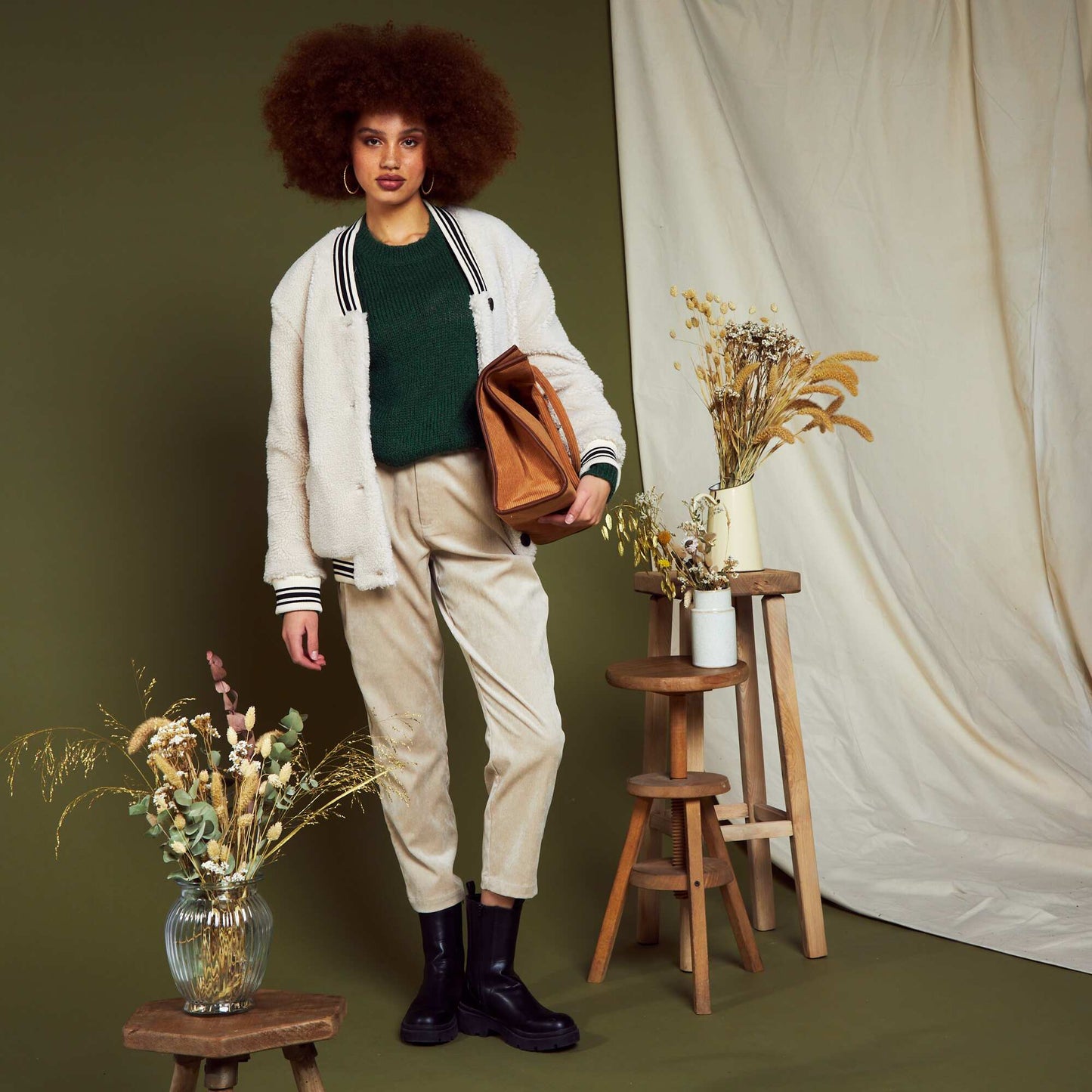 Pull court en maille Vert