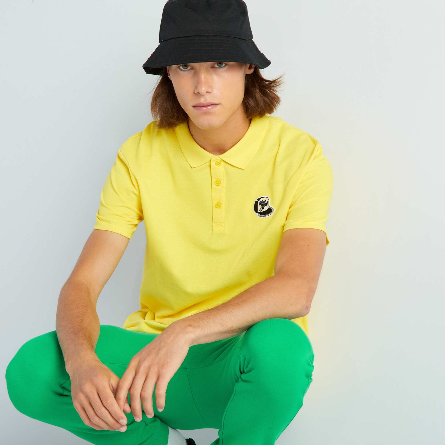Polo en pique de coton Jaune