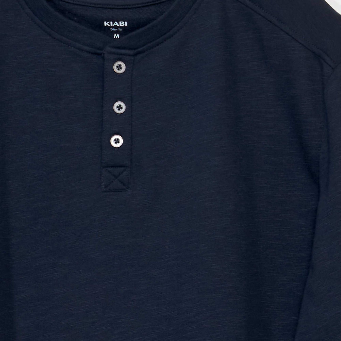 T-shirt uni col tunisien bleu marine