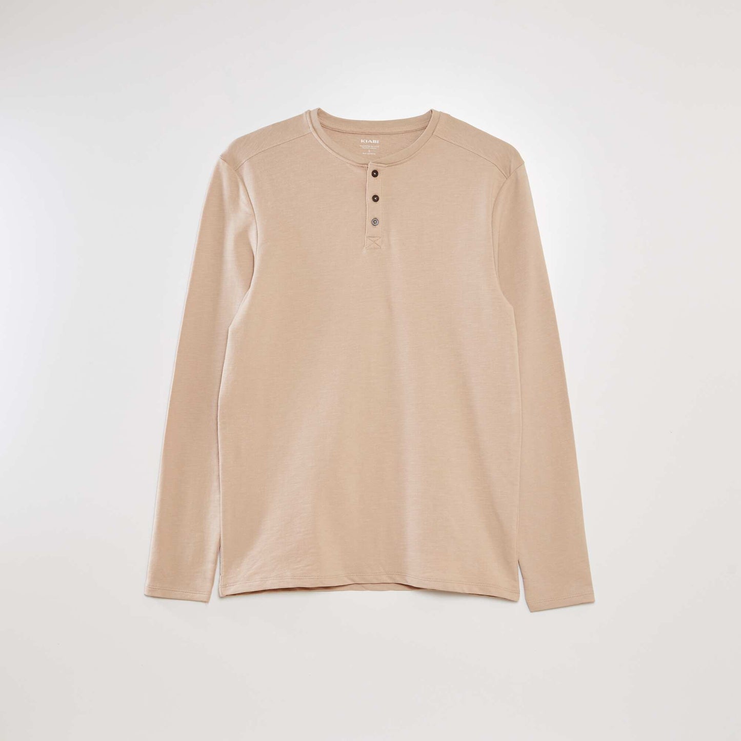 T-shirt uni col tunisien Beige