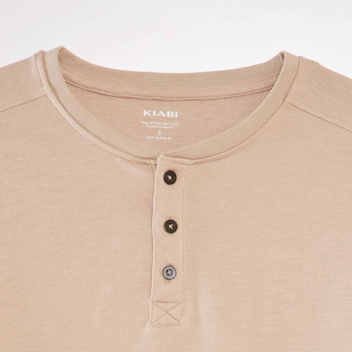 T-shirt uni col tunisien Beige