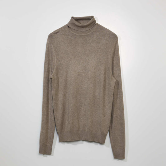 Pull l ger col roul Beige