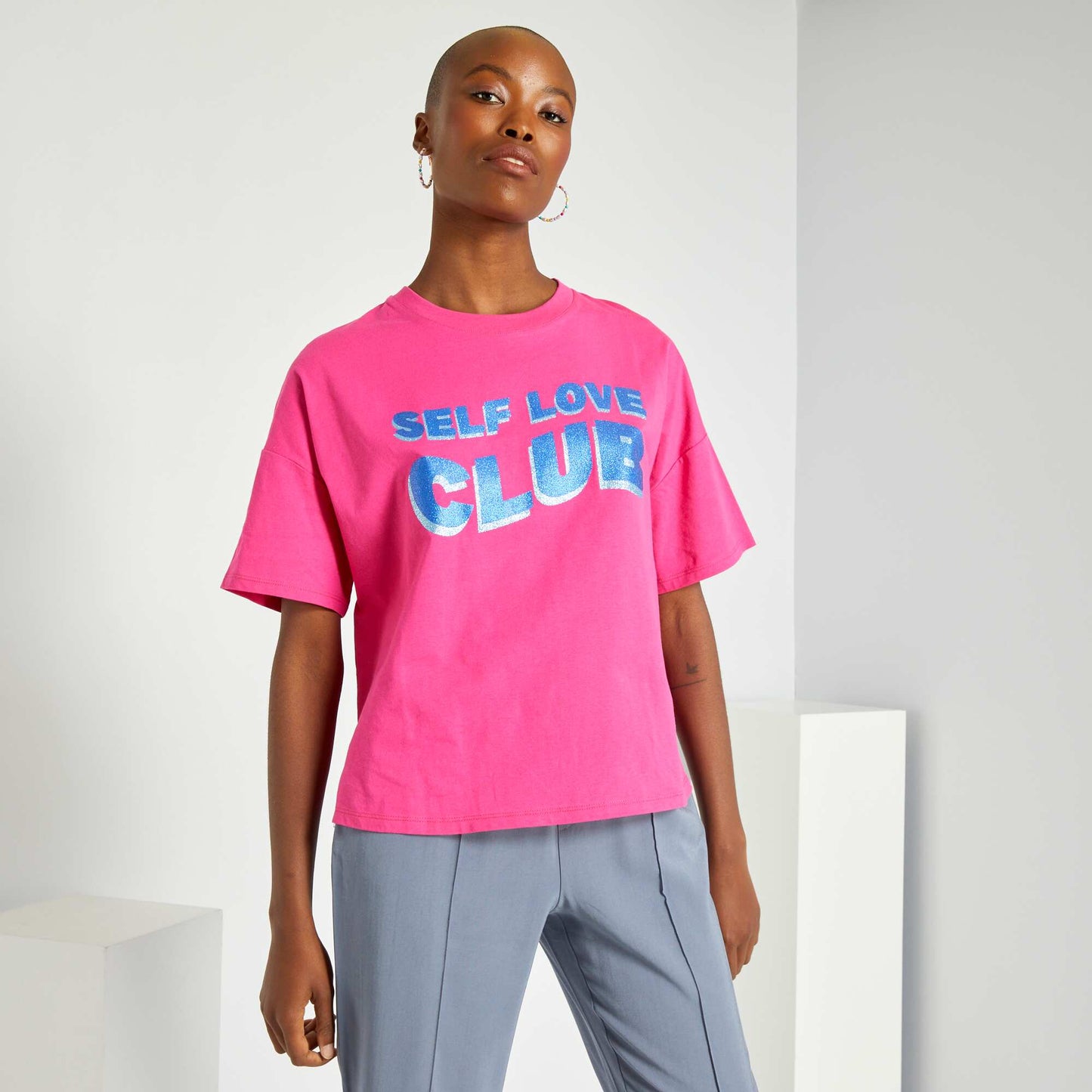 T-shirt manches courtes avec imprim Rose