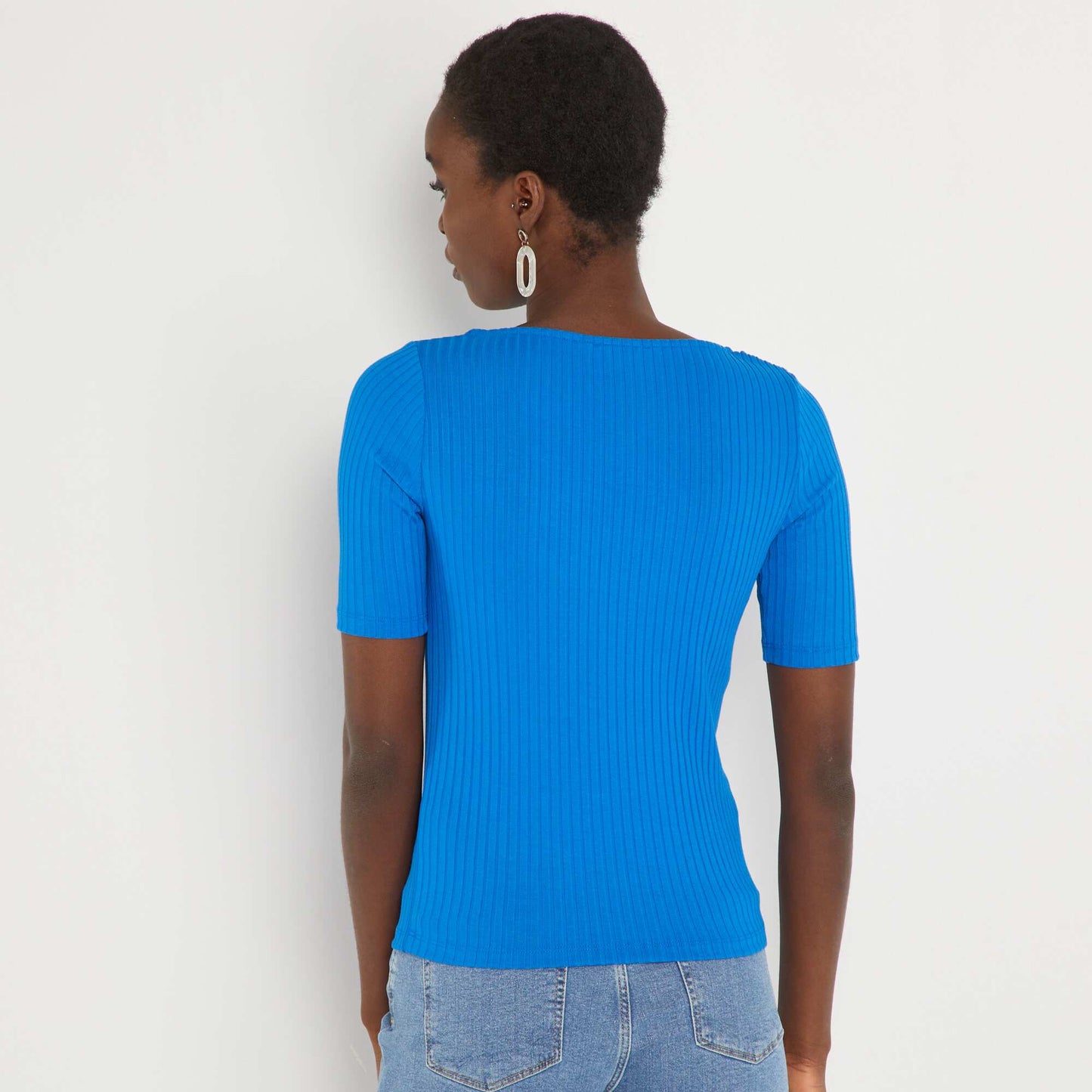 T-shirt en maille c tel e Bleu