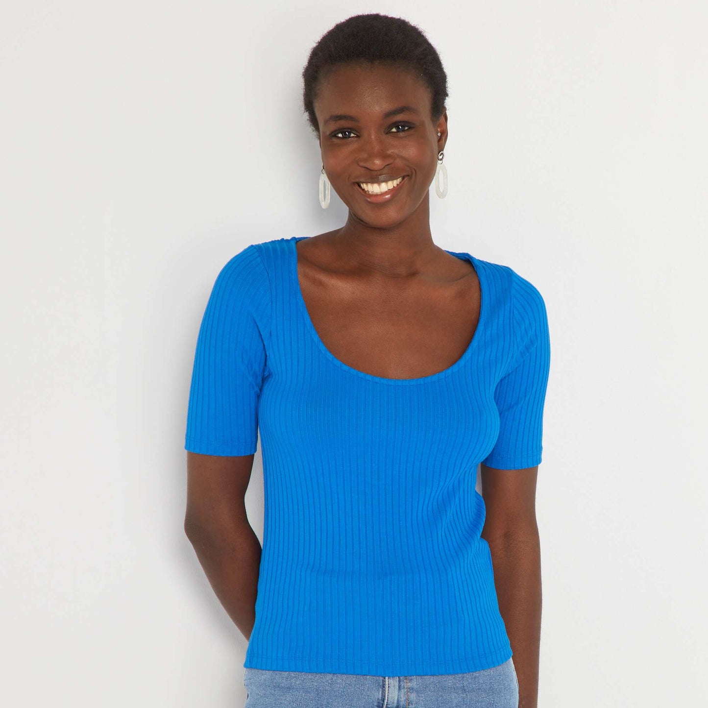 T-shirt en maille c tel e Bleu