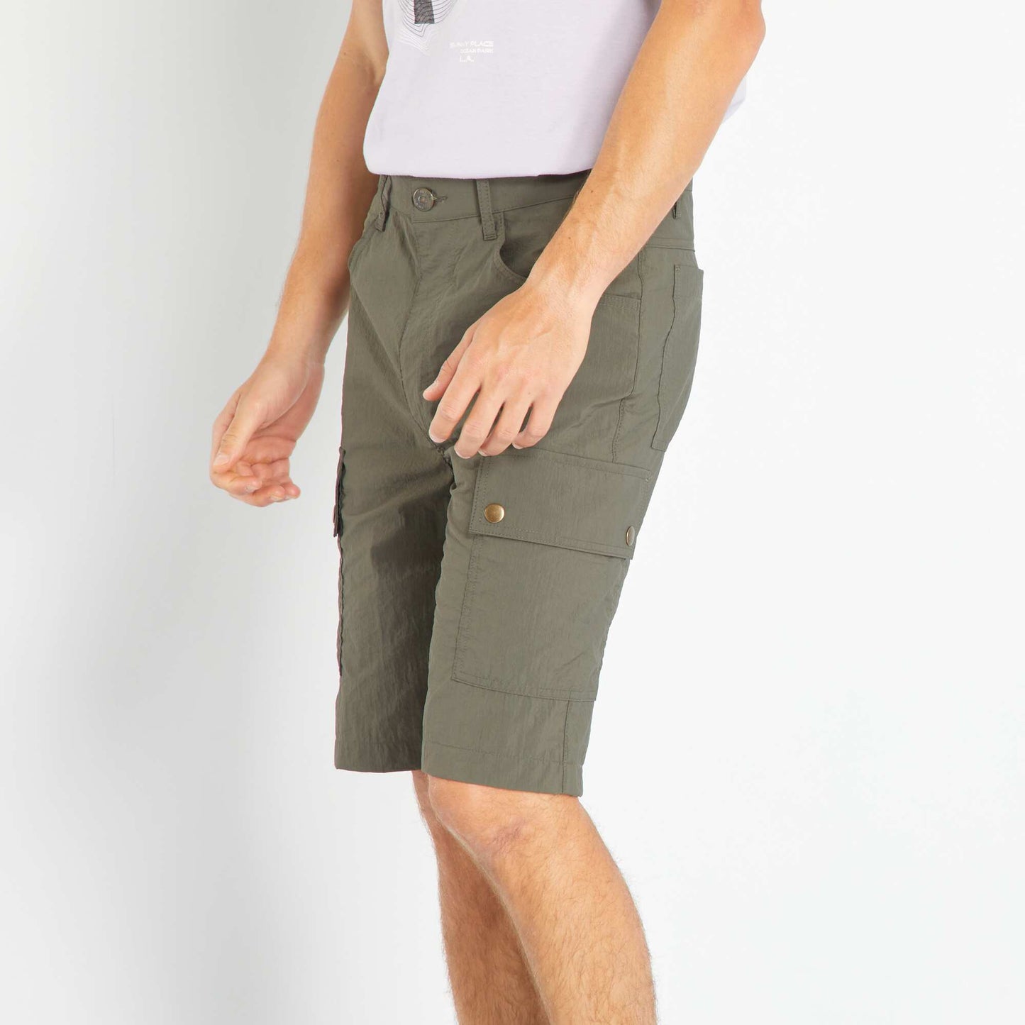 Bermuda en toile parachute Kaki